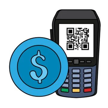 Dataphone with scan code qr and coin イラスト素材