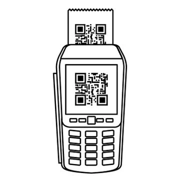 Dataphone with scan code qr line style icon Illustrazione stock