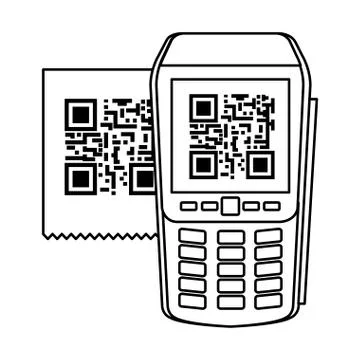 Dataphone with scan code qr line style icon Illustrazione stock