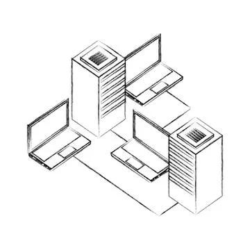 Dataserver center network laptop data storage 스톡 일러스트
