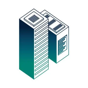 Dataserver center tower cpu computer network data Illustrazione stock