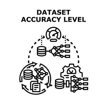 Dataset accuracy level measuring and optimizing process Stock Illustration