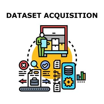 Dataset acquisition process for digital information management Illustrazione stock