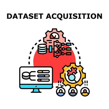 Dataset acquisition process for machine learning development Stock Illustration