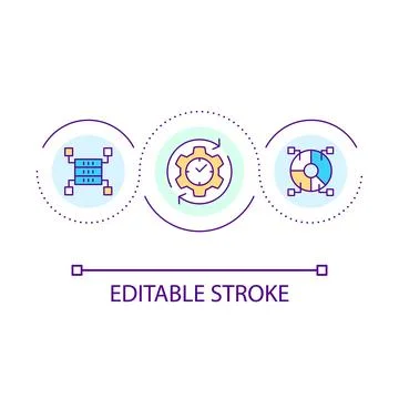 Dataset analysis planning loop concept icon Illustrazione stock