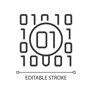 Dataset checkup linear pixel perfect icon Illustrazione stock