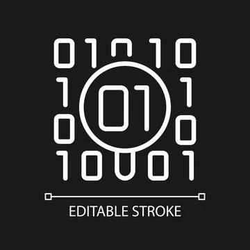 Dataset checkup white linear pixel perfect icon for dark theme Illustrazione stock