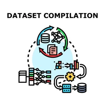 Dataset compilation processing for machine learning analysis Stockillustratie