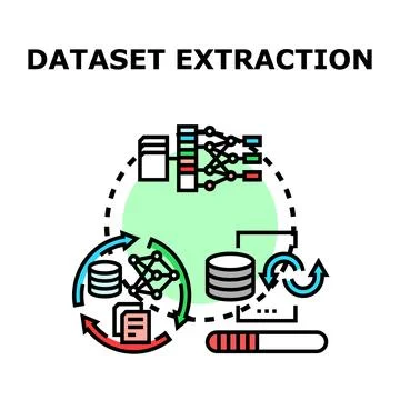Dataset extraction process vector concept icon Stock Illustration