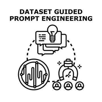 Dataset guided prompt engineering concept vector icon Stock Illustration