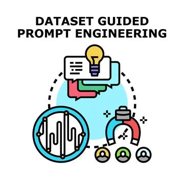 Dataset guided prompt engineering concept vector icon Stock Illustration