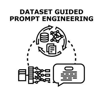 Dataset guided prompt engineering conceptual process Illustrazione stock