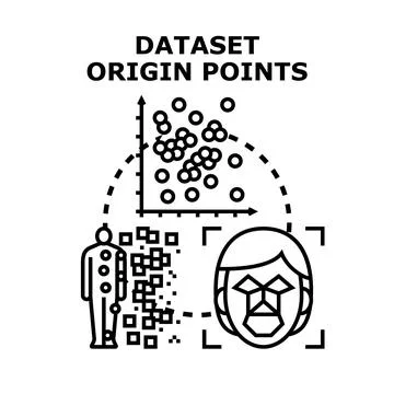 Dataset origin points collecting biometric analysis data Stock Illustration