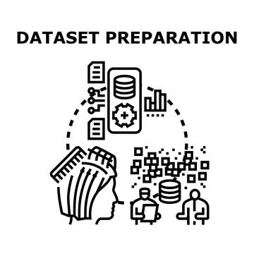 Dataset preparation for artificial intelligence learning Stock Illustration