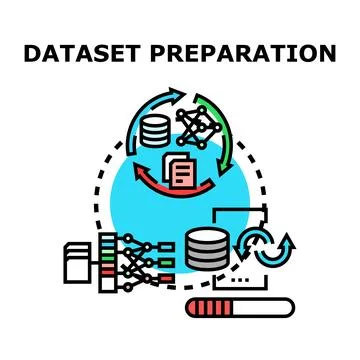 Dataset preparation process for machine learning analysis Stock Illustration
