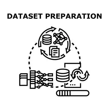 Dataset preparation process for machine learning analysis Stock-Illustration
