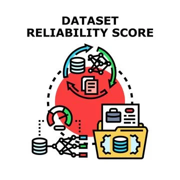 Dataset reliability score data quality assessment Illustrazione stock