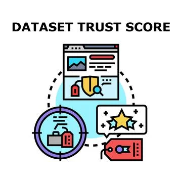 Dataset trust score evaluating data quality and reliability Stock Illustration