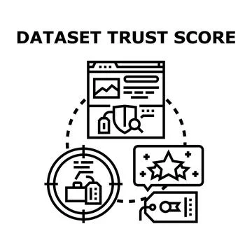 Dataset trust score evaluating data quality and reliability Stock Illustration
