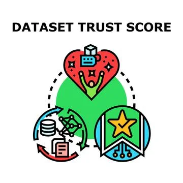 Dataset trust score information quality evaluation process Stock Illustration