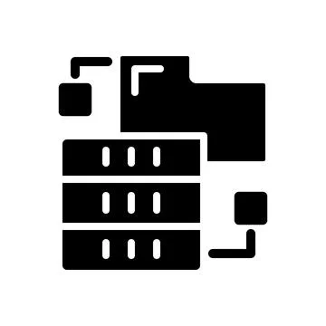 Dataset virtual storage black glyph icon Stock Illustration