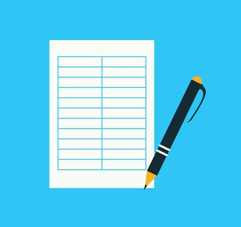 Datasheet Sales Data Entry Pen Page Notebook Listing Document Memo Illustration Stock Illustration