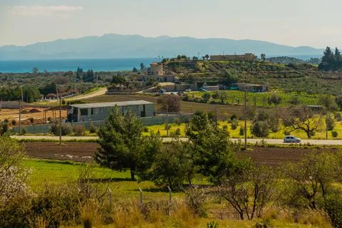 DATCA, MUGLA, TURKEY: The old Turkish windmill Datca Vineyard on a sunny day, Stock Photos