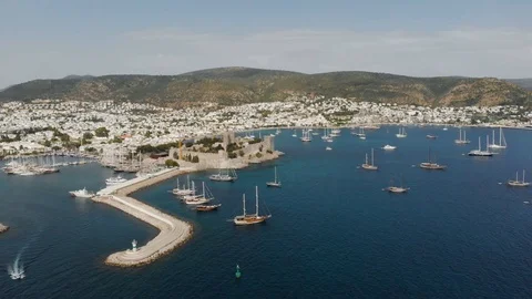 Datça Turkey Knidos Ancient City Aerial View Stock Footage 109364946