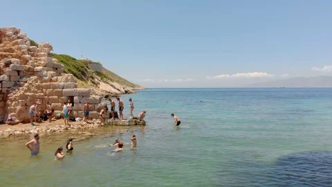 Datça Turkey Knidos Ancient City Aerial View Stock Footage 109583433