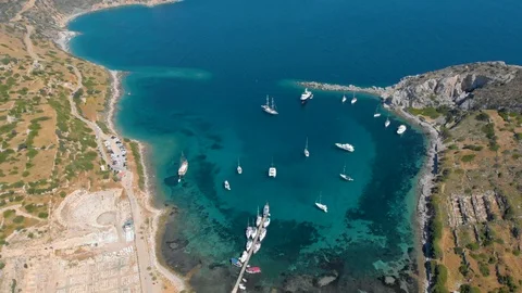 Datça Turkey Knidos Ancient City Aerial View Stock Footage 109583492