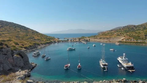 Datça Turkey Knidos Ancient City Aerial View Stock Footage 109583642