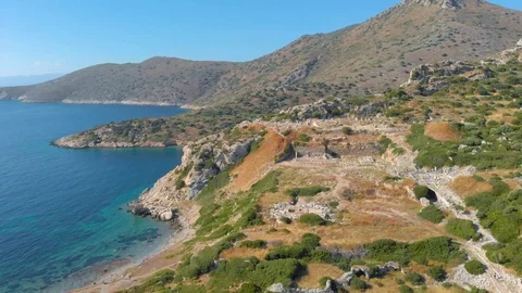 Datça Turkey Knidos Ancient City Aerial View Stock Footage 109583699