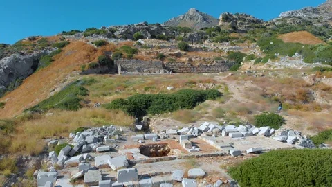 Datça Turkey Knidos Ancient City Aerial View Stock Footage 109583953