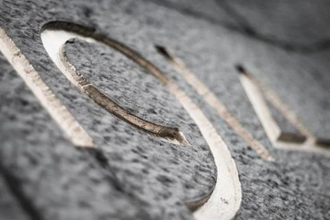 Date 1914 of the beginning of the first world war engraved in golden letters Stock Photos