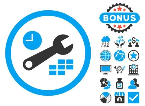 Date and Time Configuration Flat Vector Icon with Bonus Stock-Illustration