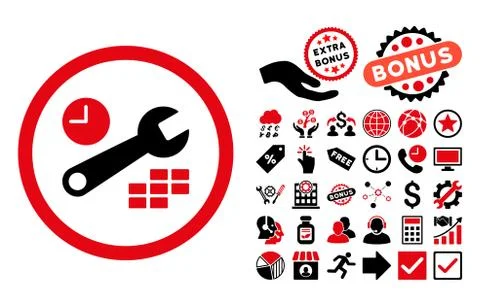 Date and Time Configuration Flat Vector Icon with Bonus Illustrazione stock