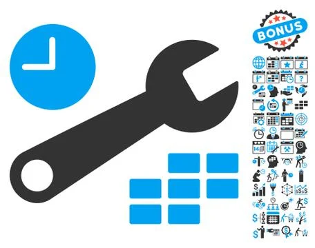 Date And Time Configuration Flat Vector Icon With Bonus Stock-Illustration