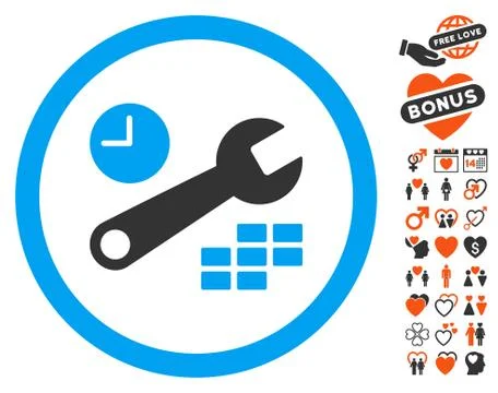 Date And Time Configuration Icon with Lovely Bonus Stock-Illustration