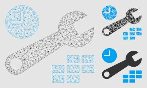 Date and Time Configuration Vector Mesh Wire Frame Model and Triangle Mosaic イラスト素材