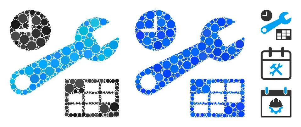 Date and Time Setup Composition Icon of Spheric Items Stock-Illustration