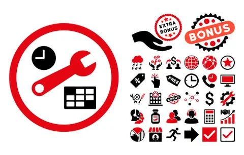 Date and Time Setup Flat Vector Icon with Bonus Stock Illustration