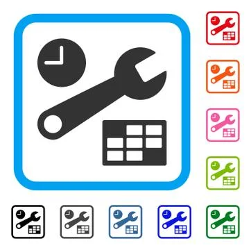 Date And Time Setup Framed Icon Stock Illustration