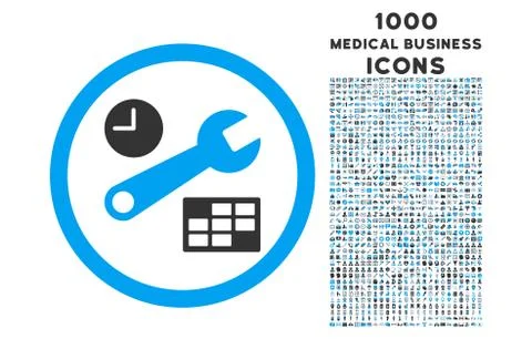 Date and Time Setup Rounded Icon with 1000 Bonus Icons Stock Illustration