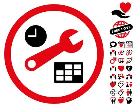 Date And Time Setup Rounded Icon with Dating Bonus Stock-Illustration