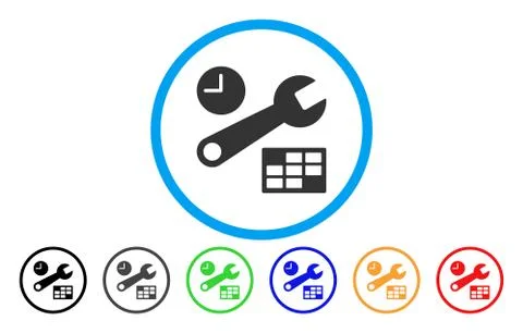 Date And Time Setup Rounded Icon Stock Illustration