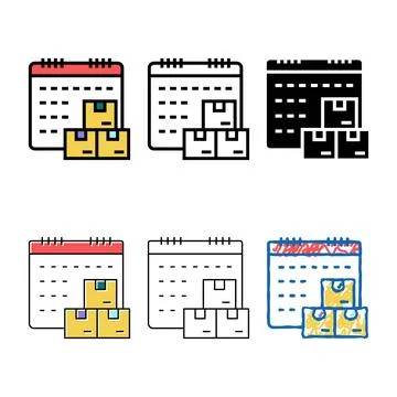 Date and time supply color icon vector styleset Stockillustratie