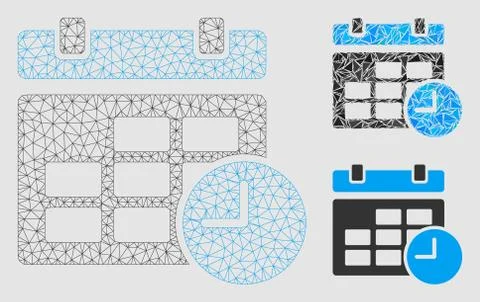 Date and Time Vector Mesh Carcass Model and Triangle Mosaic Icon イラスト素材