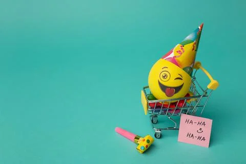 Date April 1. Creative concept for April Fools' Day. Festive decor Stock Photos