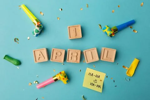 Date April 1. Creative minimalistic concept for April Fools' Day Stock Photos