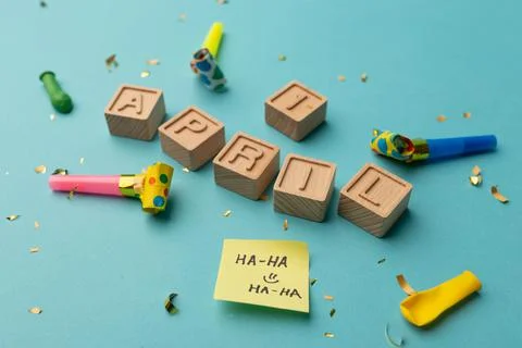 Date April 1. Creative minimalistic concept for April Fools' Day Stock Photos